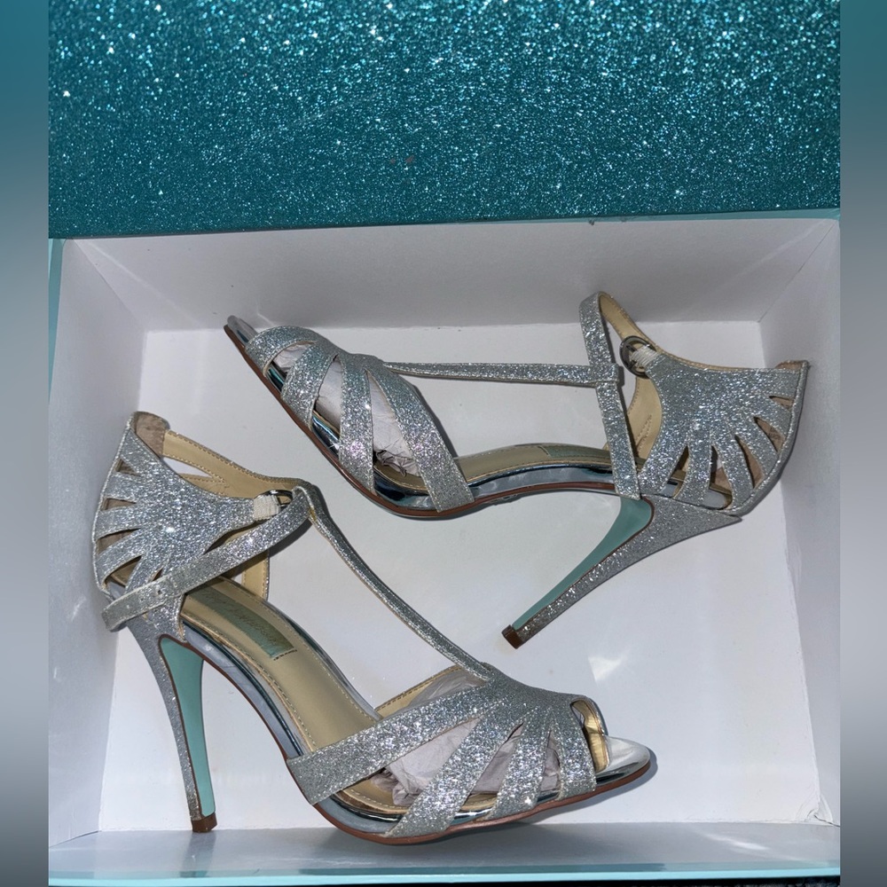 Blue by Betsy Johnson - T Strap Silver Heels